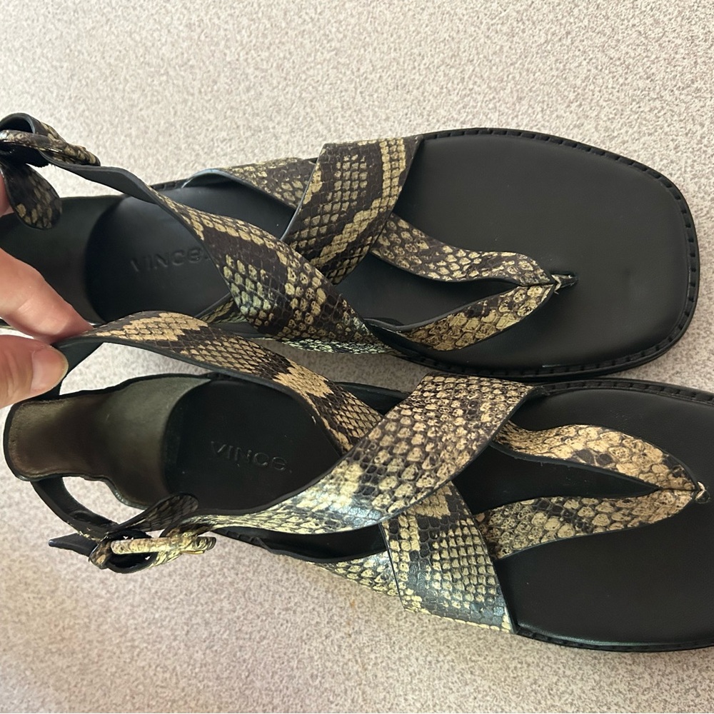 Vince Women's Snakeskin Black and Tan Sandals
